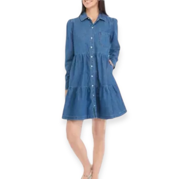 crown & ivy Dresses & Skirts - Crown & Ivy Denim Tiered Dress NWT